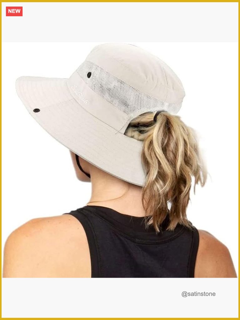 Women's Uv Protection Wide Brim Sun Hat With Ponytail Hole